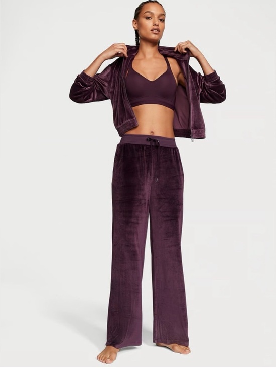 Victoria's Secret Pants - Victoria’s Secret Winter Wine Purple Velour Wide Leg Jogger - Medium